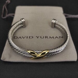 David Yurman X Crossover Cable Cuff Bracelet Sterling Silver & 14k Gold